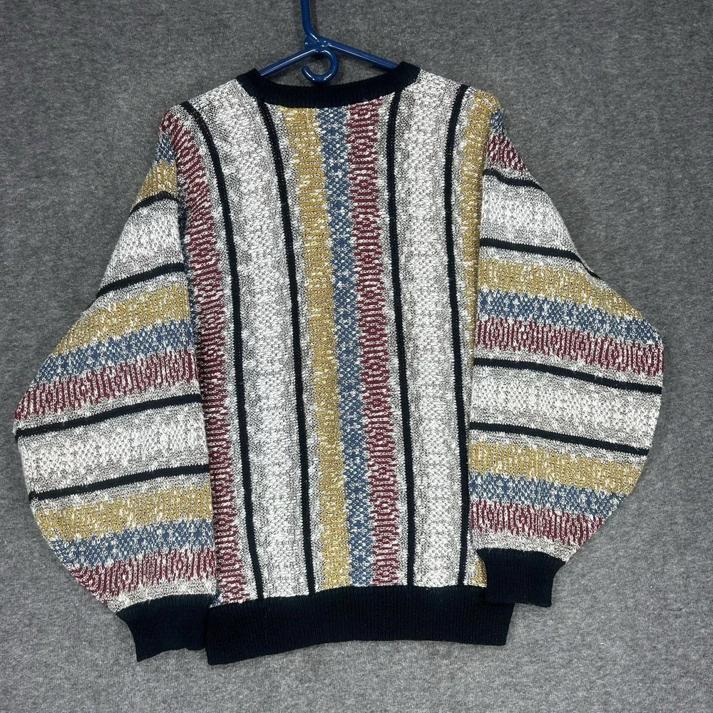 Vintage 80s Santana Sweater Mens Medium‎ Multicolor Textured Abstract Geometric